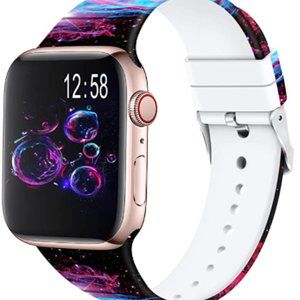 FLAPI Silicone Printed Colorful Band for iWatch 38mm/40mm/41mm/42mm/44mm/45mm